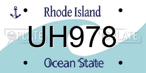 UH978 Rhode Island License Plate