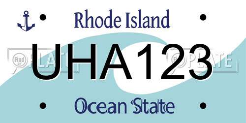 UHA123 Rhode Island License Plate