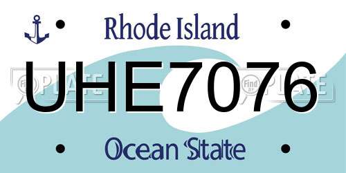 UHE7076 Rhode Island License Plate