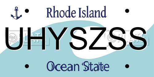 UHYSZSS Rhode Island License Plate