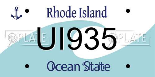 UI935 Rhode Island License Plate