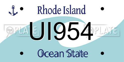 UI954 Rhode Island License Plate