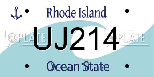 UJ214 Rhode Island License Plate