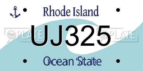 UJ325 Rhode Island License Plate