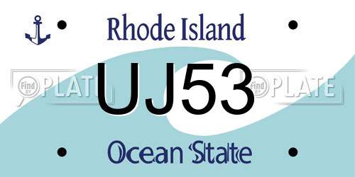 UJ53 Rhode Island License Plate