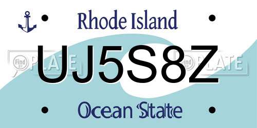 UJ5S8Z Rhode Island License Plate
