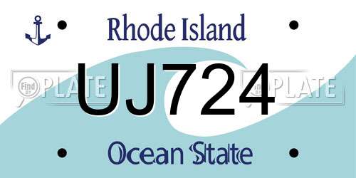 UJ724 Rhode Island License Plate