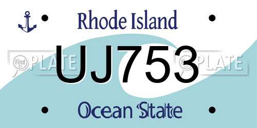 UJ753 Rhode Island License Plate