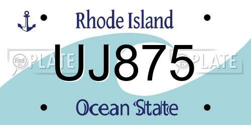 UJ875 Rhode Island License Plate