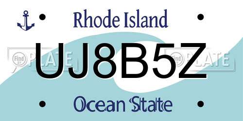 UJ8B5Z Rhode Island License Plate