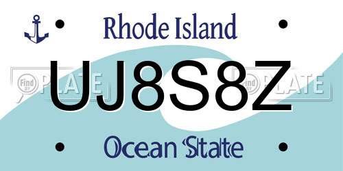 UJ8S8Z Rhode Island License Plate