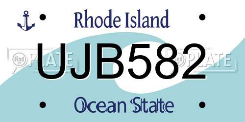 UJB582 Rhode Island License Plate