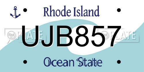 UJB857 Rhode Island License Plate