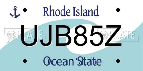 UJB85Z Rhode Island License Plate