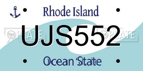 UJS552 Rhode Island License Plate