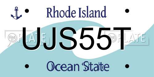 UJS55T Rhode Island License Plate