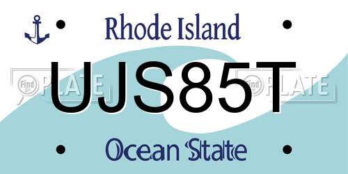 UJS85T Rhode Island License Plate