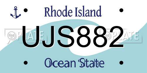 UJS882 Rhode Island License Plate