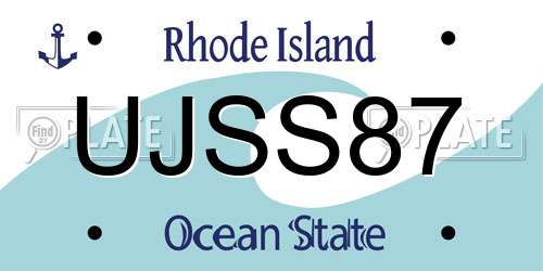 UJSS87 Rhode Island License Plate