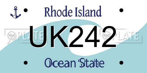 UK242 Rhode Island License Plate