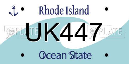 UK447 Rhode Island License Plate