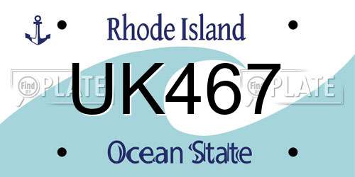 UK467 Rhode Island License Plate