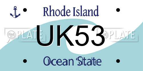 UK53 Rhode Island License Plate