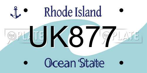 UK877 Rhode Island License Plate