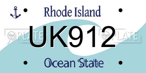 UK912 Rhode Island License Plate