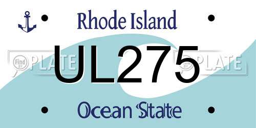 UL275 Rhode Island License Plate