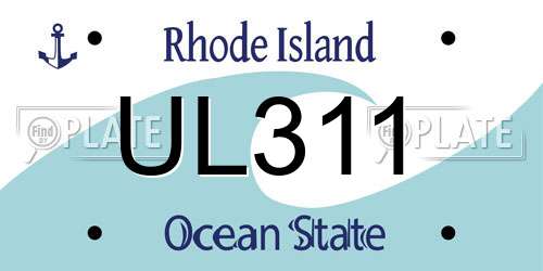 UL311 Rhode Island License Plate