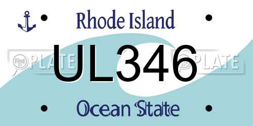 UL346 Rhode Island License Plate