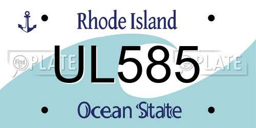 UL585 Rhode Island License Plate