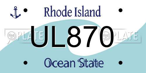 UL870 Rhode Island License Plate