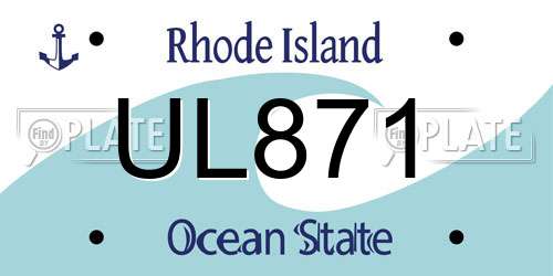 UL871 Rhode Island License Plate
