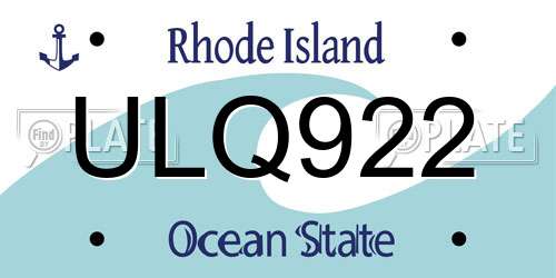 ULQ922 Rhode Island License Plate