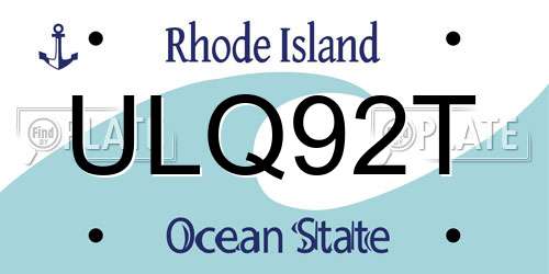 ULQ92T Rhode Island License Plate