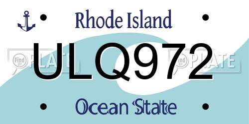 ULQ972 Rhode Island License Plate