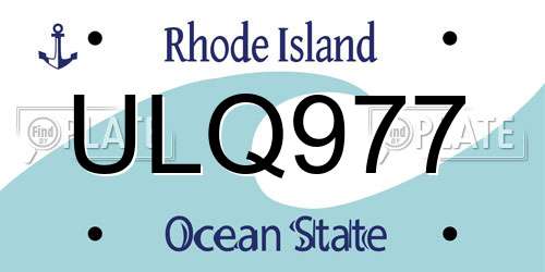ULQ977 Rhode Island License Plate