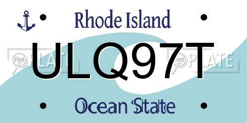 ULQ97T Rhode Island License Plate
