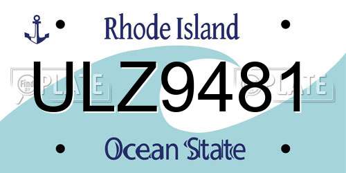 ULZ9481 Rhode Island License Plate