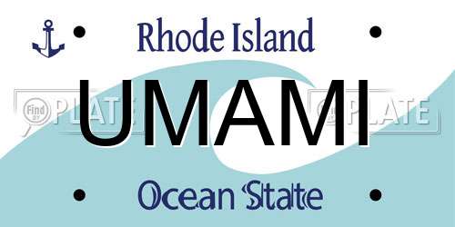 UMAMI Rhode Island License Plate