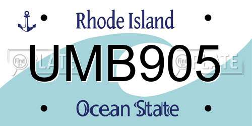 UMB905 Rhode Island License Plate