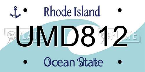 UMD812 Rhode Island License Plate