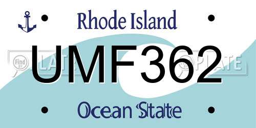 UMF362 Rhode Island License Plate