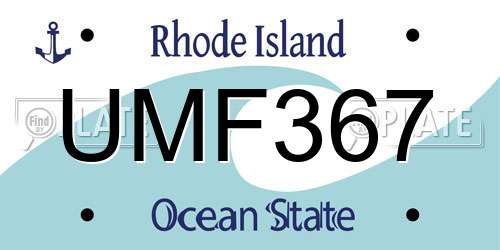 UMF367 Rhode Island License Plate