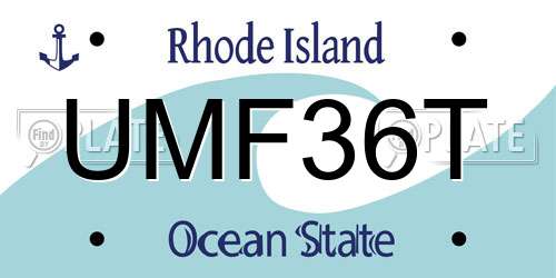 UMF36T Rhode Island License Plate