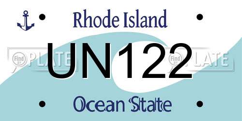 UN122 Rhode Island License Plate