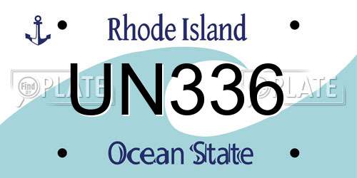 UN336 Rhode Island License Plate