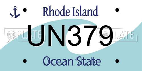 UN379 Rhode Island License Plate
